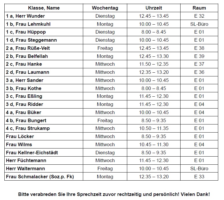 Sprechzeiten 24 25